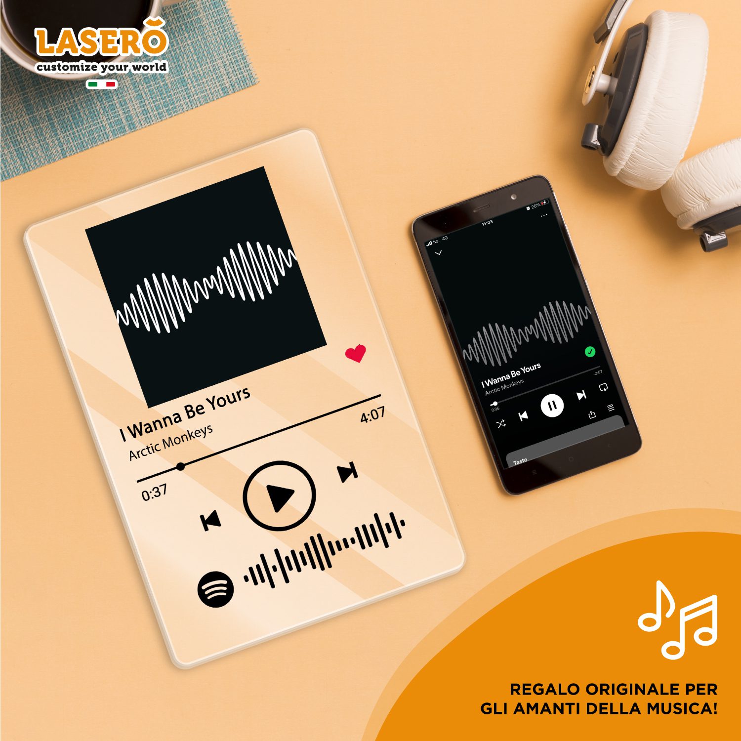 Targa Spotify Personalizzata In Ardesia Con Foto E Codice Musicale - Regalo Per Coppie