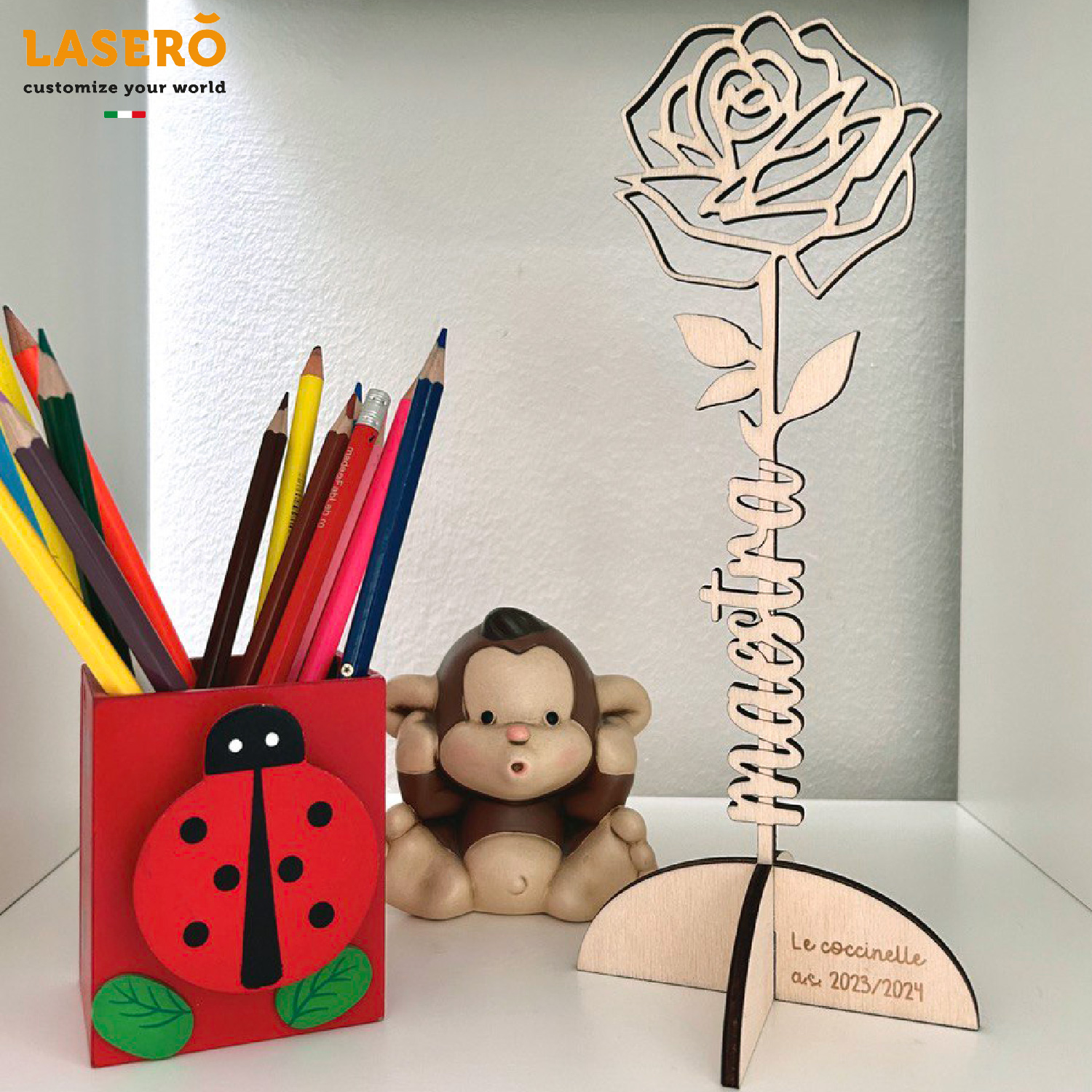 WhatSign Cornice Per Insegnanti In Legno 10x15 Cm - Regalo Di Fine Anno Scolastico Con Motivi Scolastici - 2