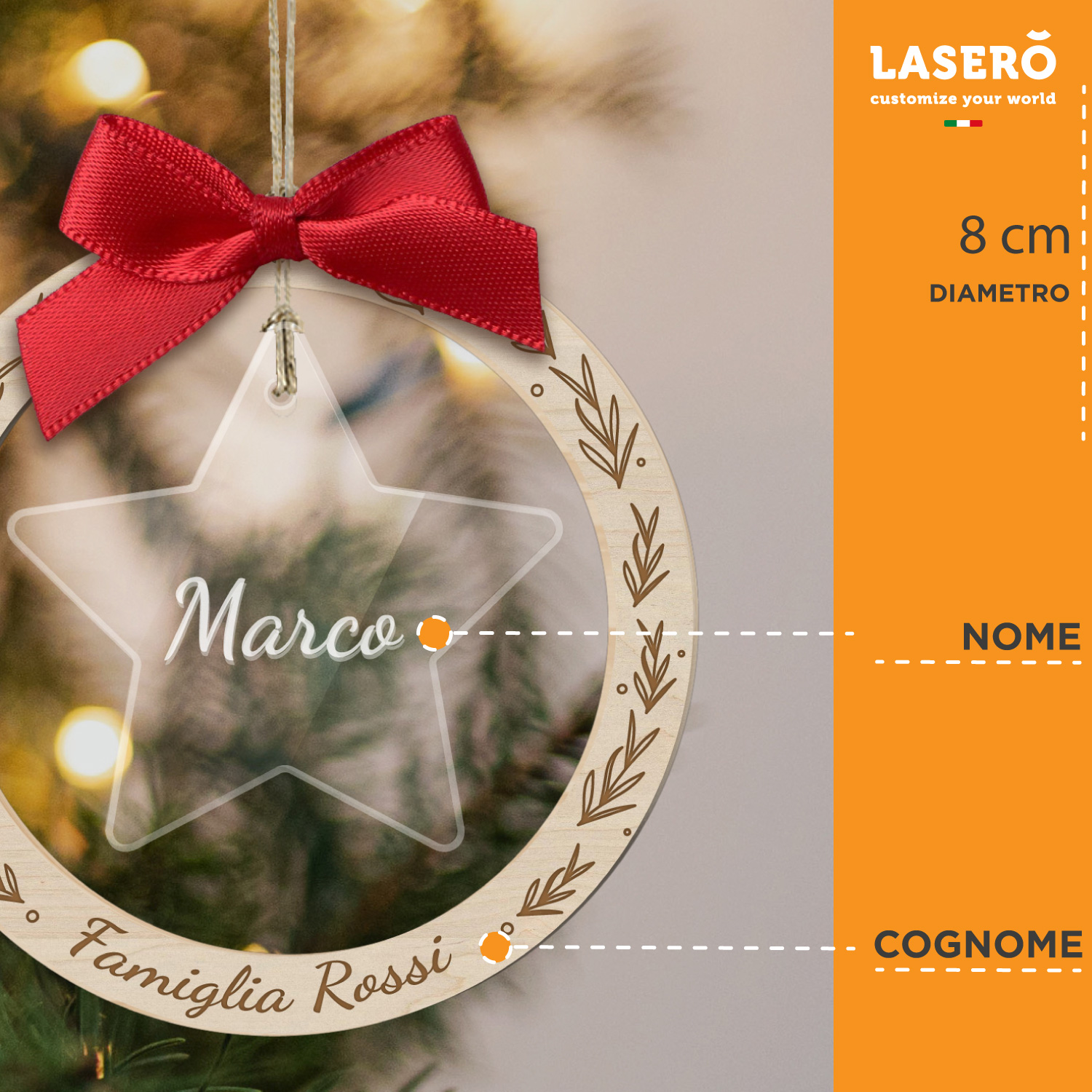 Palle Di Natale Personalizzate KERANEET - Decorazioni Albero Con Nome, Tema Cerbiatto, Regalo Familiare