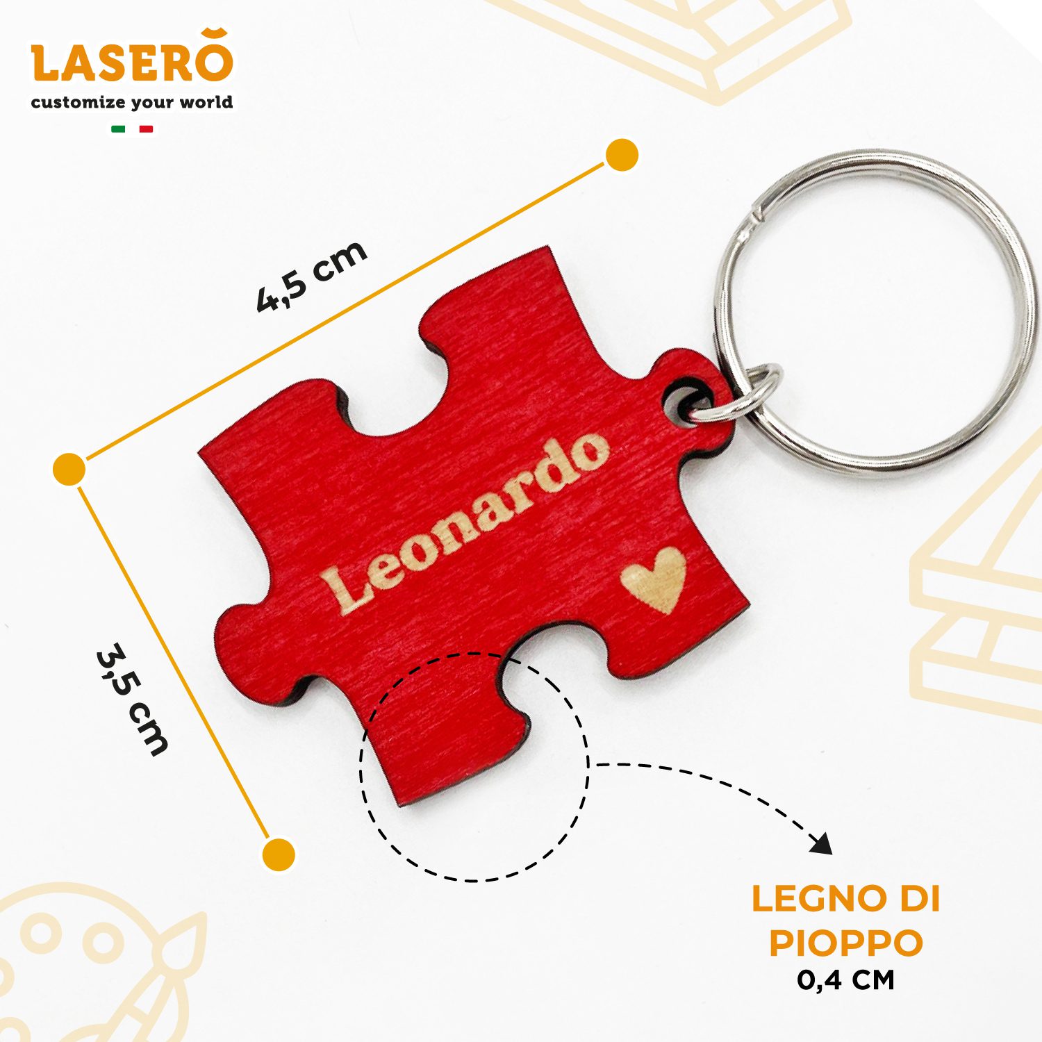 Portachiavi Puzzle San Valentino Portachiavi Rosso