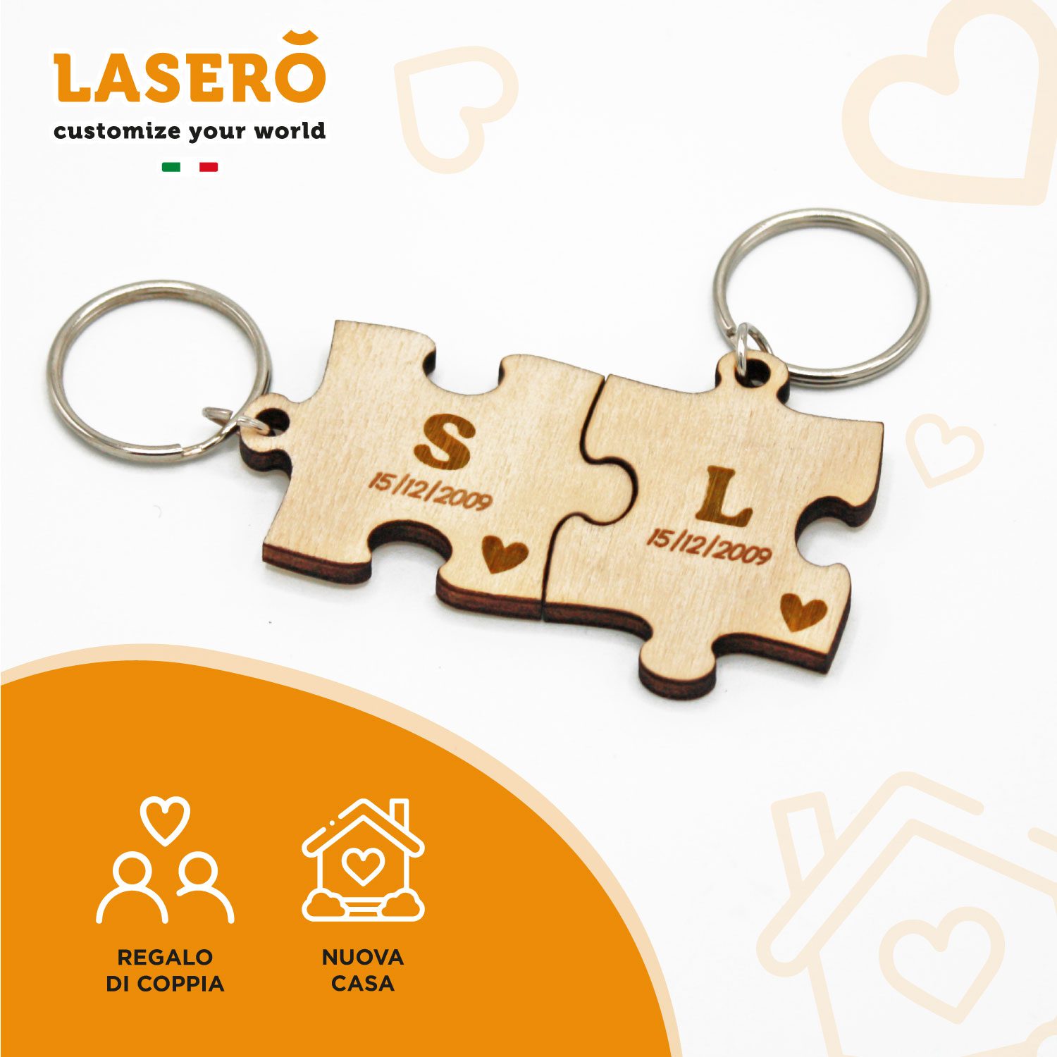 Portachiavi Puzzle San Valentino Portachiavi in Legno